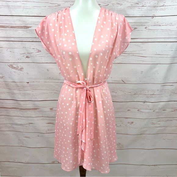 Oscar de la Renta Pink Label Polka Dot Sheer Swim Cover Robe Lingerie - Picture 1 of 9